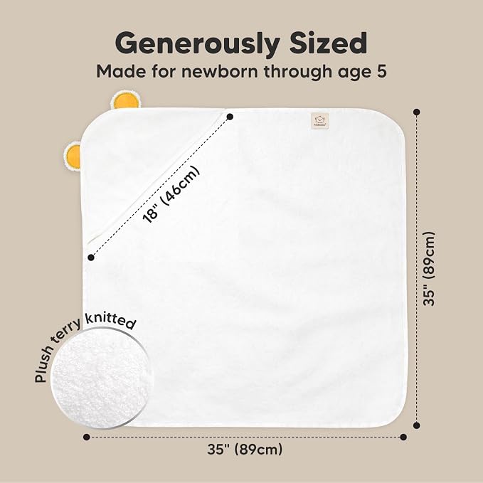 KeaBabies Hooded Baby Towel for Newborn - Viscose Derived from Bamboo Large Baby Bath Towels with Hood for Boys, Girls, Toddler, Extra Absorbent & Soft Newborn Bath Essentials (Bear, Regular)