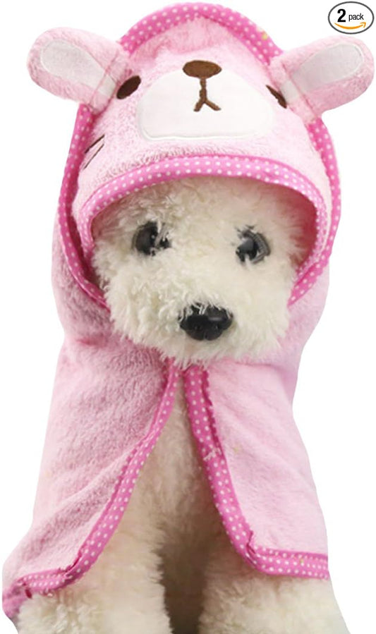 Goclothod Pet Hooded Bath Towel Cartoon Drying Bath Towel Absorbent Bathrobe Warm Blanket