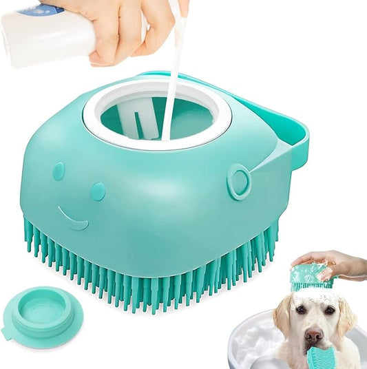 Gentle Pet Bath Brush with Shampoo Dispenser – Soft Silicone Dog & Cat Grooming Scrubber, Massage & Deep Clean for All Fur Types
