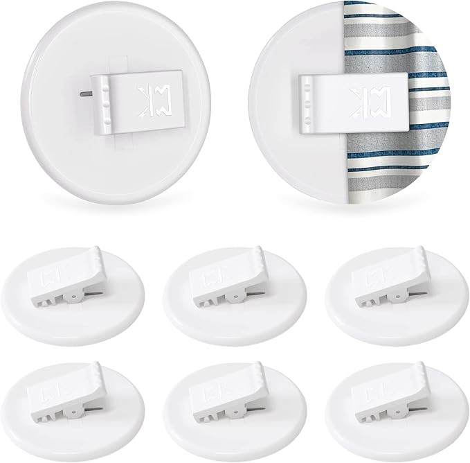 Kitosun Adhesive Shower Curtain Clips - Bath Shower Water Splash Guards Hold The Shower Liner to Keep Water in Shower | Stop Wind | Protect Privacy | (8PCS, White)