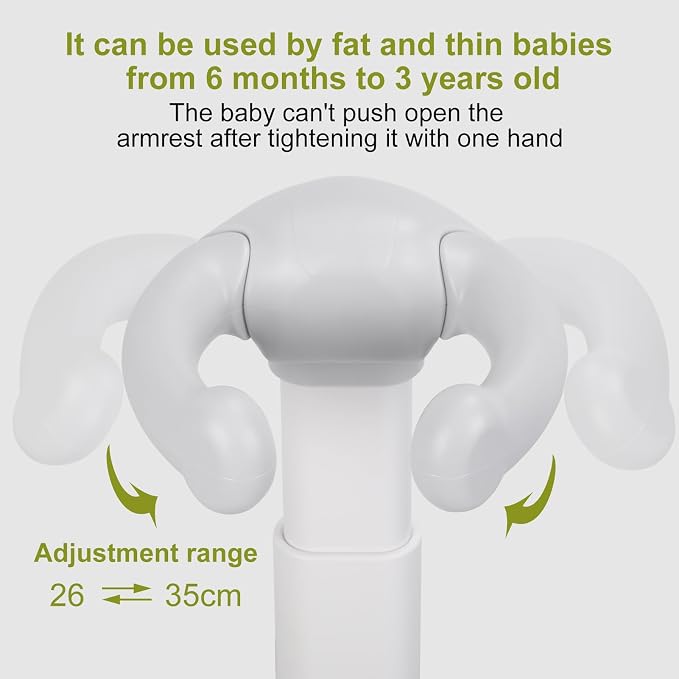 Foldable Design Baby Shower Stand with Armrest High Stability Adjustable Height Baby Shower Standing Support, Collapsible Kids Showering Rack with Head Holder Khaki