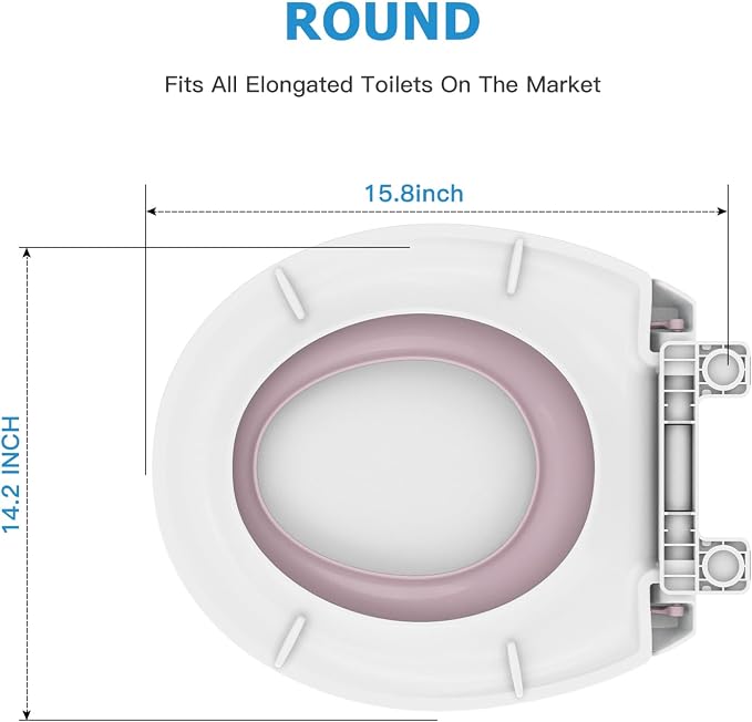 Toilet Seat Cover,Toddler Toilet Seat Round with Built-In Potty Seat for Kids, Soft-Close PP Material for Safe Use, Easy Installation for Home Bathroom Upgrade - Pink Lid