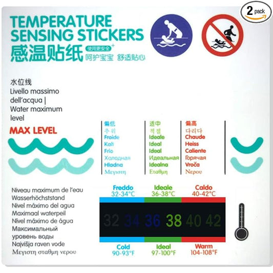 Thermometer for Kids Bath Thermometer 2 Pack，Safety Liquid Crystal Material（No Mercury，No Glass），More Scientific and Accurate Data, Easy to Use，Waterproof (Water Temperature Stickers)