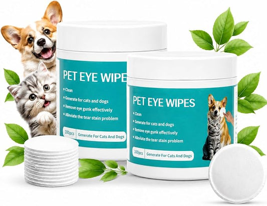CarePets Eye Defense Wipes, Tear Stain Remover for Pet, Pre-Soaked, Unscented, Dirt & Irritation, Ideal for Sensitive Eyes, Keeps Your Dog’S Eyes Clean, Comfortable & Healthy Every Day (2pcs)