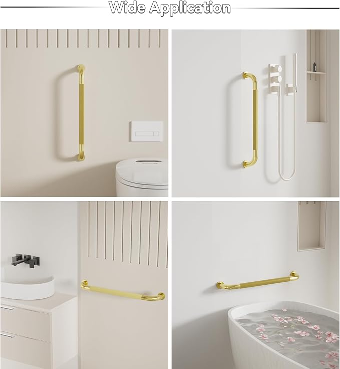 42 Inch Shower Grab Bar, Brushed Gold Bathroom Grab Bar Handle with Anti-Slip Knurled Grip, Stainless Steel Bath Balance Bar, 1.25" Diameter Bath Safety Bar Support for Seniors Elderly Pregnant