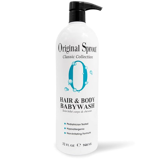 Original Sprout Baby Shampoo and Body Wash, Hypoallergenic Gentle Baby Wash for Newborns, Infants & Kids, Organic Calendula & Rosemary for Sensitive Skin & Hair, 32 oz. Bottle