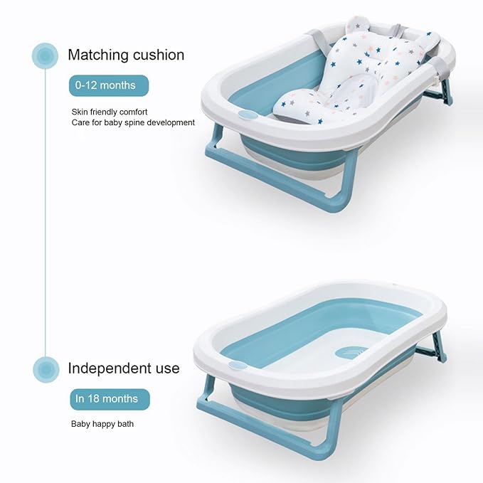 Baby Bath Pad, Breathable Soft Sink Baby Bath with Connectable Bath Mat, Bathtub Mat, Adjustable Nonslip Newborn Toddler Bath Cushion for 0 to 12 Months