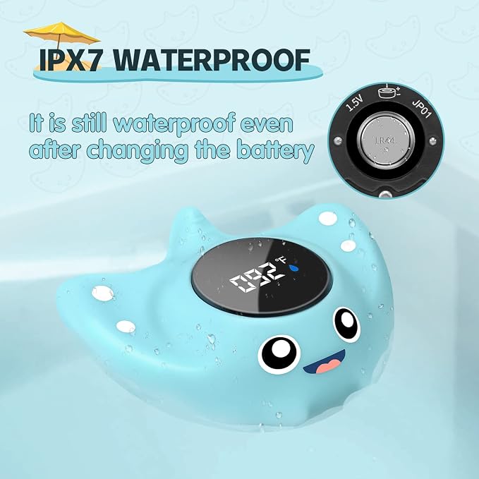 Baby Bath Thermometer - BabyElf Safety Bathtub Thermometer - Floating Bathing Toy for Infant - New Upgraded Mute Visual Alert, Gift for Mom and Newborn Only for Fahrenheit