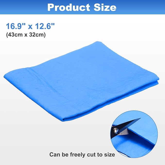 HARFINGTON Car Premium Shammy Cloth 16.9" x 12.6" PVA Chamois Wash Drying Towel Ultra Absorbent No Scratches in Bags for Cars Motorcycles Mirrors Glass Countertops Phone Laptop, Blue