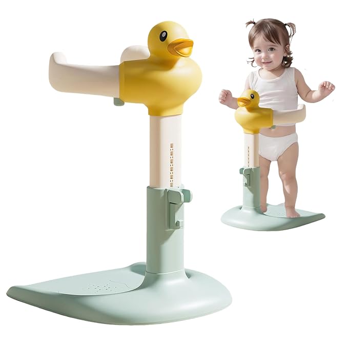 Adjustable Baby Shower Stand, Height (18.5-22.8 Inch) & Width (7.8-13.7 Inch) Adjustable with Anti-Slip Base - Duck Design ABS Bath Rack for Infants 8-24 Months (Supports 40KG) C