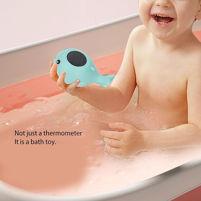 Bath Thermometer Floating Toy with 3 Color Temperature Indicator for Infant Bathing, Instant Reading Safety Alert, Whale Shape Water Temperature Thermometer