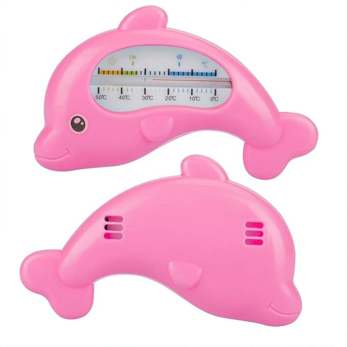 Dolphin Baby Bath Thermometer, Child Bath Thermometer, Digital Bath Thermometer and Baby Room Bath Thermometer for Kids Babies to Measure Water Temperature(Rose Red Dolphin)