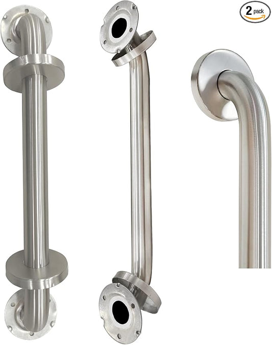18 Inch Shower Grab Bar 2 Pack, 18" L x 1.25" D Brushed Nickel All-Welded Stainless Steel, ADA Safety Shower Handle for Bathroom,Stairway,Anti-Slip Grab Bars for Elderly,Handicap,Pregnant