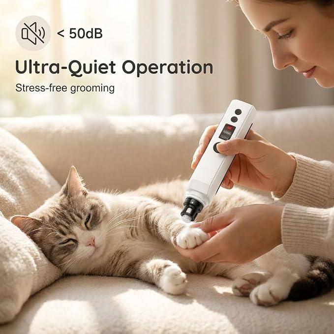 Silent Groom Pro, 2026 New Silent Pet Nail Grinder, Dog Silent Nail Grinder for Dogs Silent Dog Nail Trimmer, Rechargeable USB Charging Electric Pet Nail Grinder Nail File for Pet (#01)