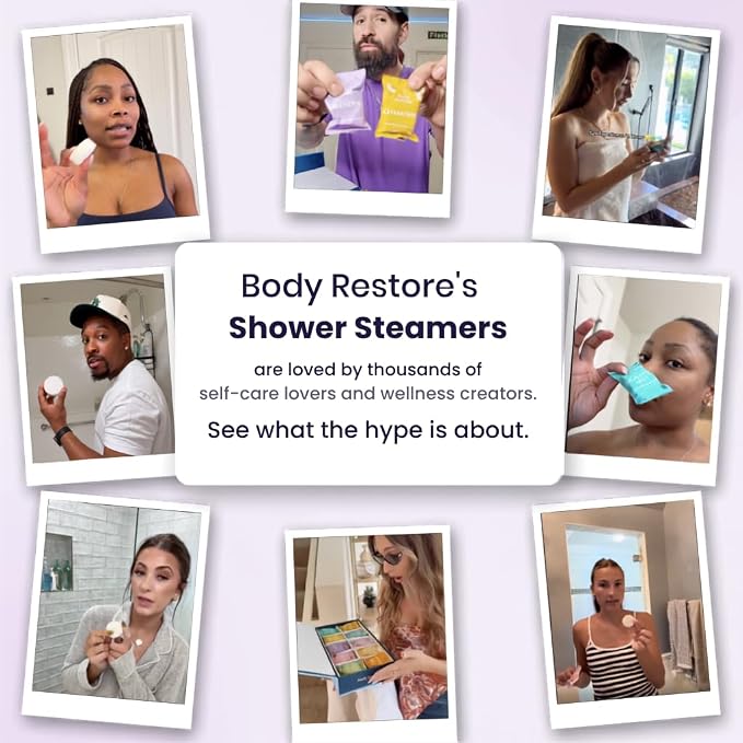 BodyRestore Shower Steamers Aromatherapy, Self Care Gifts, Calm 15 Pack | Birthday Gifts for Women & Men, Spa Relaxation & Stress Relief Sleep Care, Lavender Essential Oil Tablets