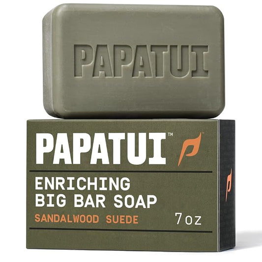 PAPATUI by Dwayne Johnson Enriching Bar Soap for Men | Hydrating Daily Cleanser | Moisturizes with Mango Butter and Avocado Oil | Sandalwood Suede | 7oz