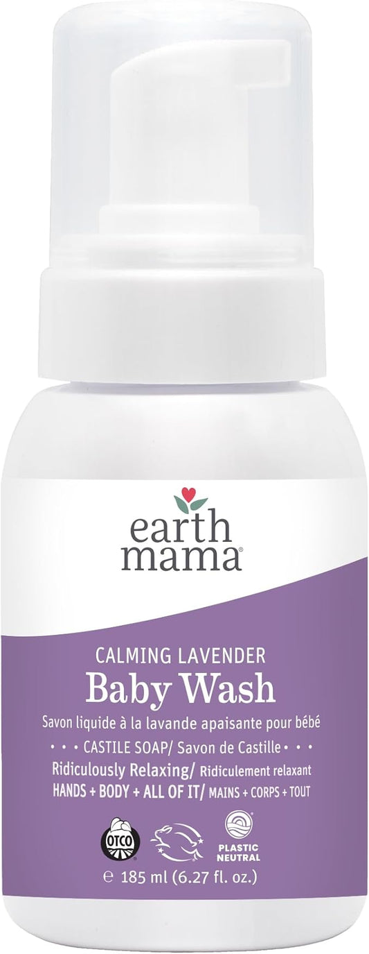 Earth Mama Calming Lavender Baby Wash with Gentle Castile Soap for Sensitive Skin, 5.3-Fluid Ounce
