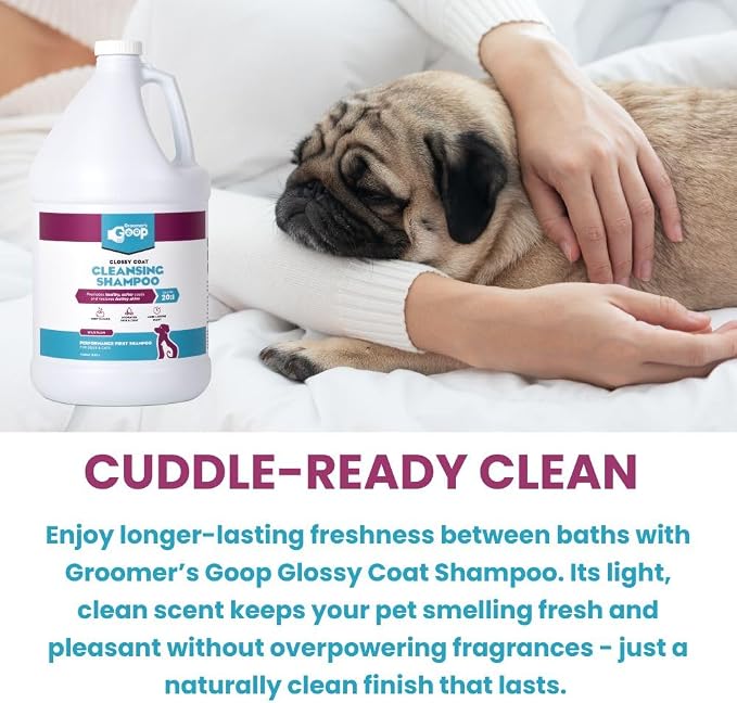 Groomer’s Goop Glossy Coat Cleansing Pet Shampoo - Deep Cleansing Formula Enhances Shine & Luster in Dog & Cat Coats, Moisturizes Skin, Rich Lather - 1 Gallon