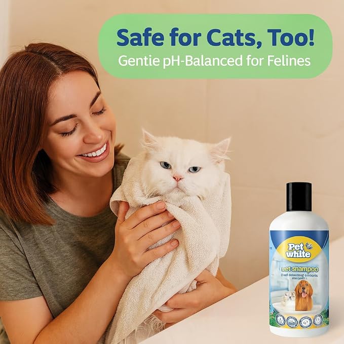 Pet White Dog Shampoo, Ocean Scent, Deodorizing & Nourishing Formula for Dogs & Cats, 16.9 Fl Oz