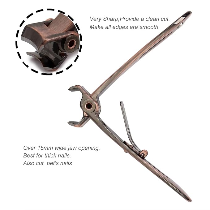 Ultra Wide Jaw Opening Nail Clippers Set, Toenail Clippers for Thick Nails, Heavy Duty Nail Cutter, Stainless Steel Toe Nail Clippers for Seniors, Men & Women Manicure,Pedicure,Big(Bronze)