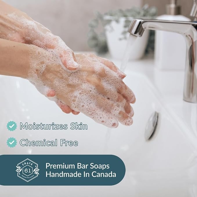 Crate 61 Organics, Handmade in Canada, Plant Based Cold Process Natural Bar Soap For Face & Body, With Premium Essential Oils, For Men And Women 3 Pack (Seaweed and Sea Salt)