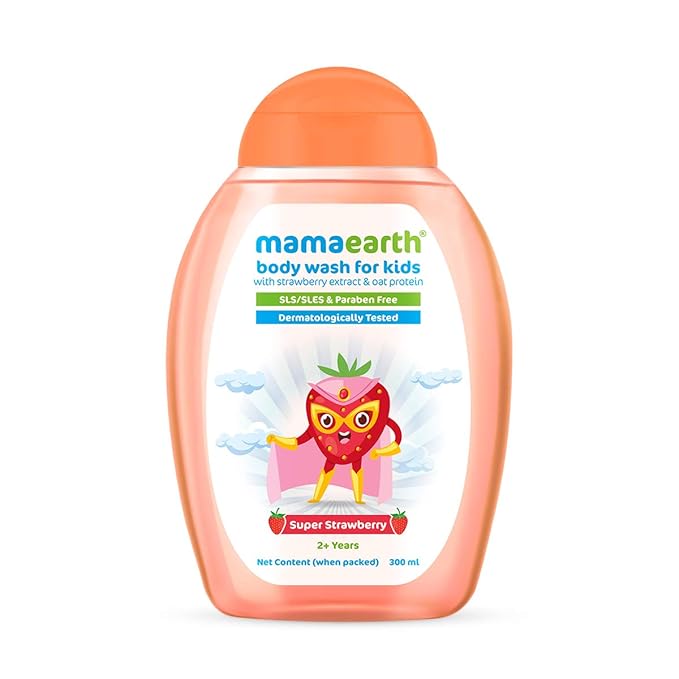 MAMAEARTH Super Strawberry Body Wash for Kids with Strawberry Oat Protein – 300 ml