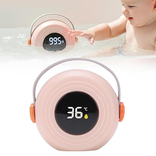 GOWENIC Cute Speaker Shape Baby Bath Thermometer, LED Thermometer, Water Temperature for Infant Toddler Bathtub Swimming Pool, Digital Toy for Baby (Pink)