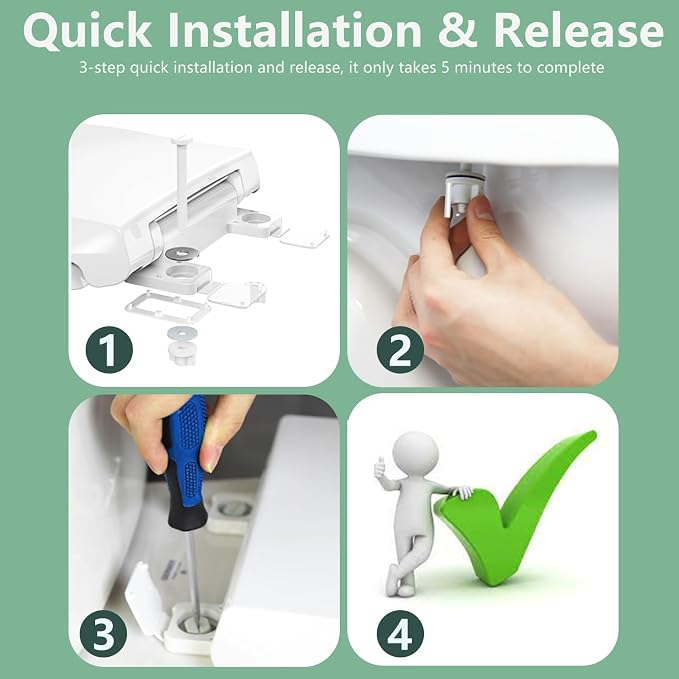 Aünsffer Toilet Seat Round Soft Close 2 PACK, Toilet lid Round Slow Close 16.5 inch, PP Material Safe and Easy Clean, Quick Installation & Never Loosen, Comfortable Ergonomic Design (White, 2 Pack)