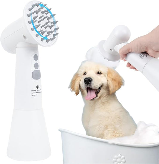 Electric Rotating Massage Dog Shampoo Spray Dispenser with Foam Brush [2026 Upgraded Version] Dual-core Electric pet Bath Brush | 2-Speed Variable Frequency SPA × Double Bubbles