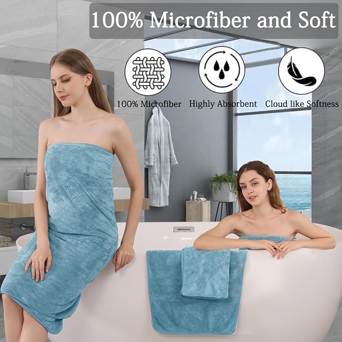 Ycosy 8-Piece Bath Towels Set,2 Oversized Large Bath Towels Sheet,2 Hand Towels and 4 Washcloths - 600 GSM Soft Luxury Towel Set,Highly Absorbent Quick Dry Towel Collection for Bathroom,Hotel and Spa