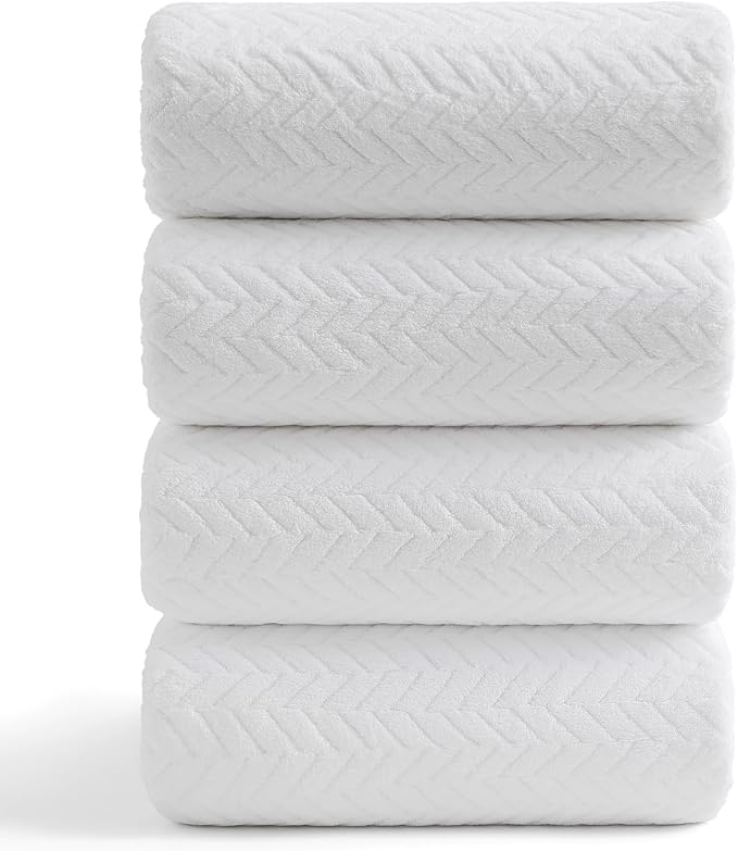 Ferdilan 4 Pack Large Bath Towels Set 35"x70" White Oversized Bath Sheet Chair Towels, 600 GSM Ultra Soft & Absorbent Towels for Bathroom, Quick Dry Towel for Gym Hotel Camp Pool