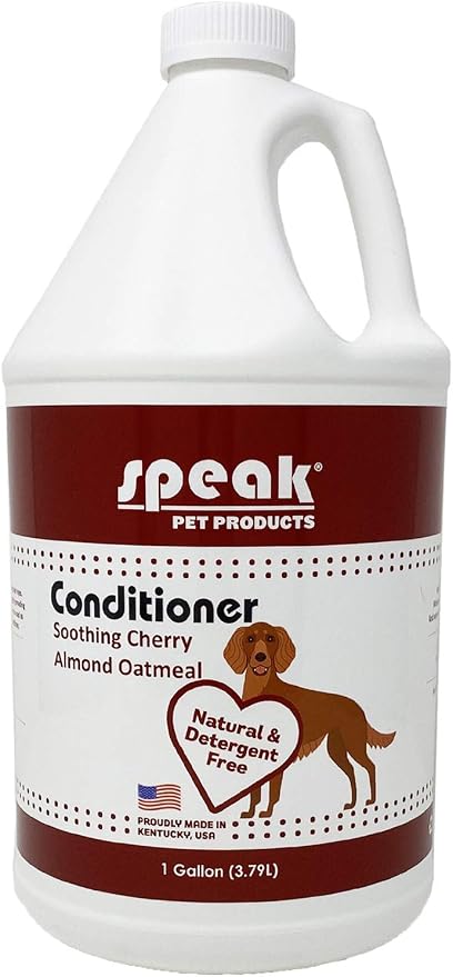 Speak Pet Products Natural Leave-in Conditioning Spray for Dogs Refill, Soothing Cherry Almond Oatmeal, 1 Gallon