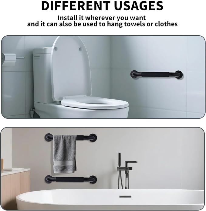 Grab Bars for Shower,12 Inch Grab Bars for Bathtubs and Showers Shower Handles for Elderly,Stainless Steel Shower Handle Toilet Handicap Senior Assist Bathroom Saft Handle