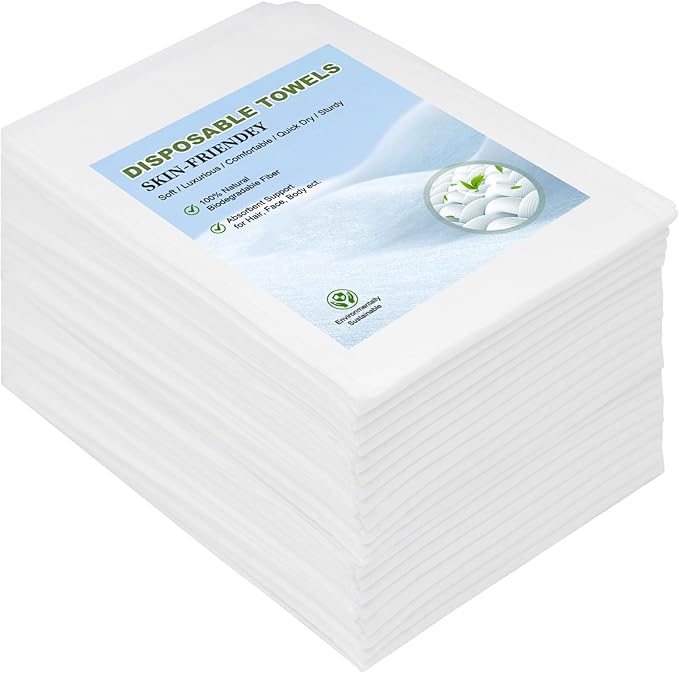 Disposable Towels 50 Count, 32"x16" Ultra Absorbent & Soft Disposable Body Towels, Single-Use Cleaning Towels, Suitable for Home, Salon, Travel, Comping, Gym, Pet, Bulk Towel