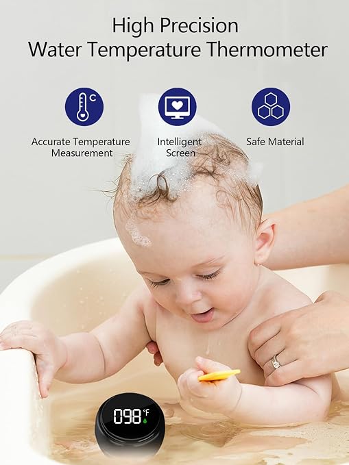 2 Pack Digital Bath Thermometer for Bathtub, Rechargeable Waterproof Floating Water Thermometer for Ice Bath, Pool