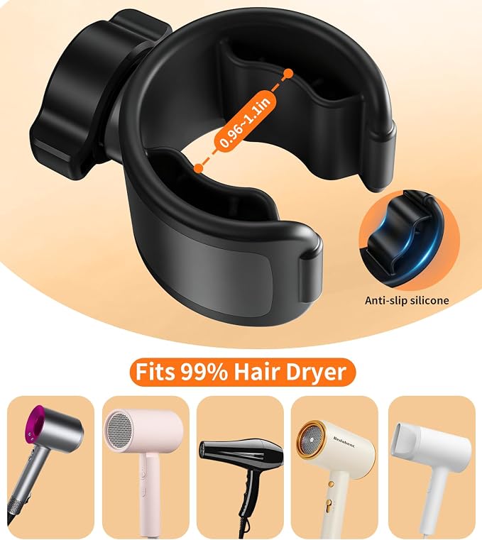 Hair Dryer Stand Hands Free, 360° Rotation Black | Anti-Slip Stable Base, Aluminum Alloy, Adjustable Height 17-51 Inch, For Families & Pet Grooming & Salon