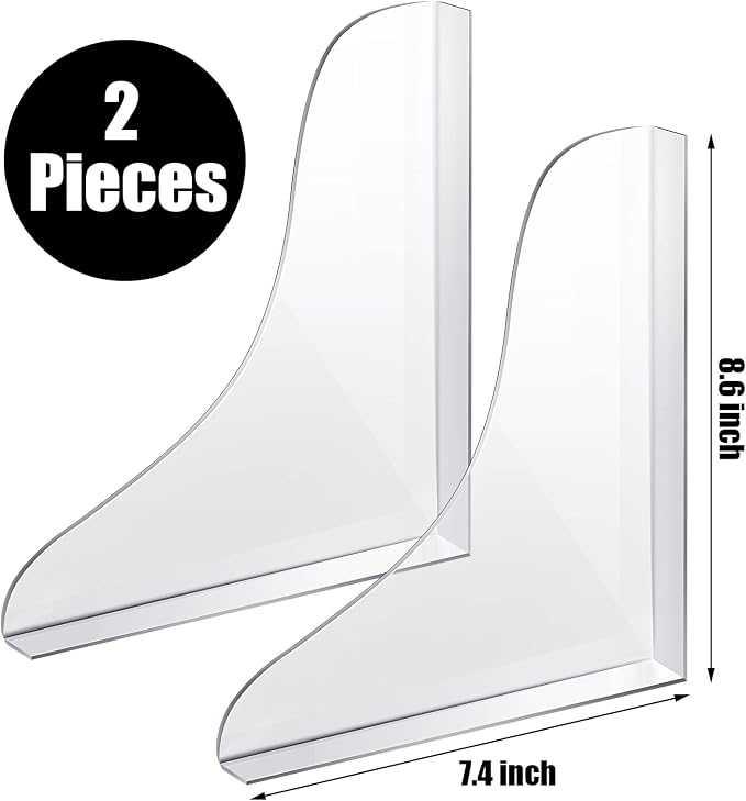 Blulu 2 Pcs Bathtub Shower Splash Guard Bathtub Corner Splash Guard 7.4 x 8.6 Inch Transparent Bathtub Edge Guard Bathtub Water Guards Acrylic Tub Corner Guard with Adhesive Tape for Bathroom Restroom