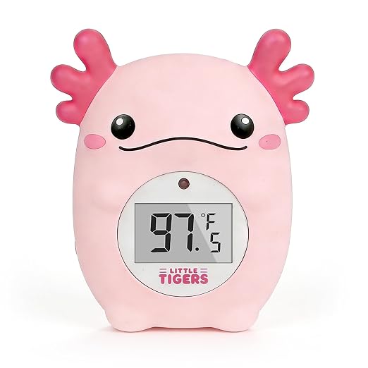 Baby Bath Thermometer, Digital Temperature Water Thermometer, Safety Bathtub Floating Toy for Baby, Infants, Toddlers - Pink Axolotl