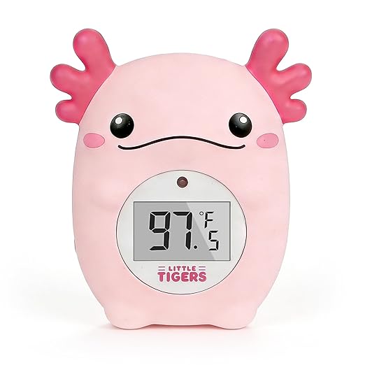 Baby Bath Thermometer, Digital Temperature Water Thermometer, Safety Bathtub Floating Toy for Baby, Infants, Toddlers - Pink Axolotl