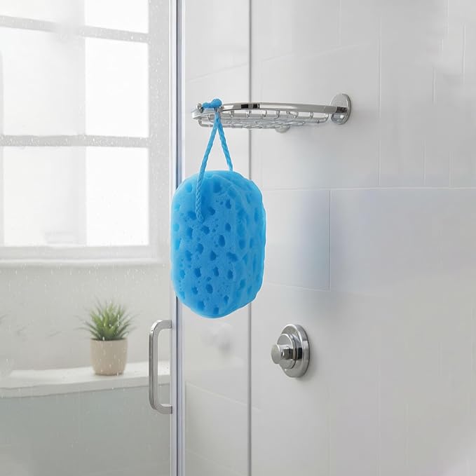 3piece Shower Sponge Set with Colored Honeycomb Pattern (red, Blue, Purple)