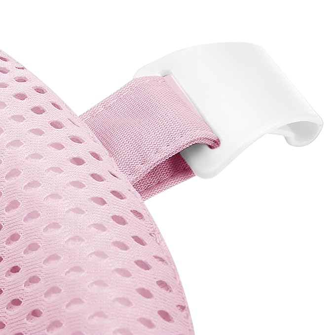 RUIXIA Universal Adjustable Baby Bath Tube Support Mesh Net Soft Breathable Infants Shower Pad Bathing Mat 4-Points Anti-Slip Bathtub Seat with Sponge Cushion Age 0-36 Months, TPink, One Size
