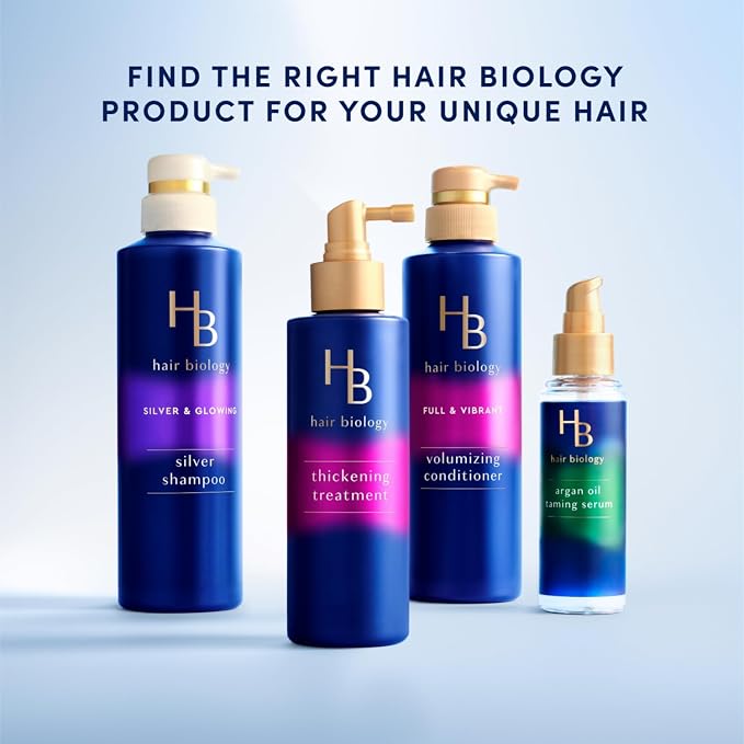 Hair Biology Biotin-Infused Purple Shampoo and Conditioner Set for Grey Hair, Anti-Brassiness, Moisturizing, Color-Safe, Silver & Glowing, Corrects Yellow Tones, 12.8 Fl Oz Each, 2 Count (Pack of 4)