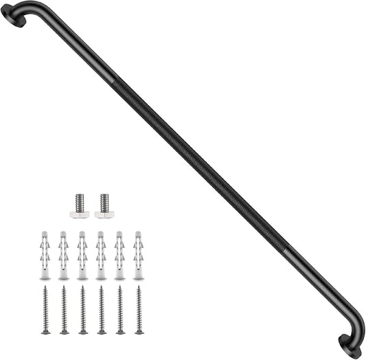 48 Inch Matte Black Shower Grab Bar w/Anti Slip Grip, ZUEXT Stainless Steel Bath Grab Bar,Bathroom Balance Bar, Wall Mount Safety Handrail Support, Handicap Injury Elderly Senior Assist Handle