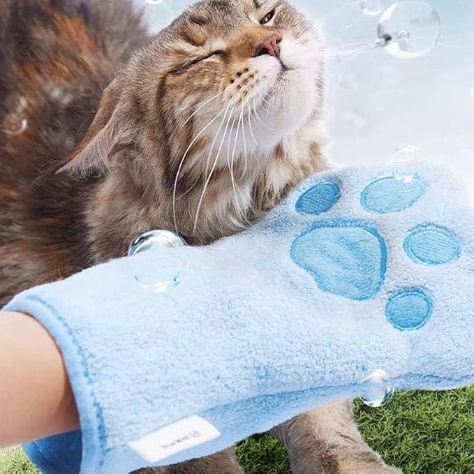 Quick Drying Pet Glove Towel with Hanging Grip Ideal for Dog Bath Comfort Easy and Water Absorption