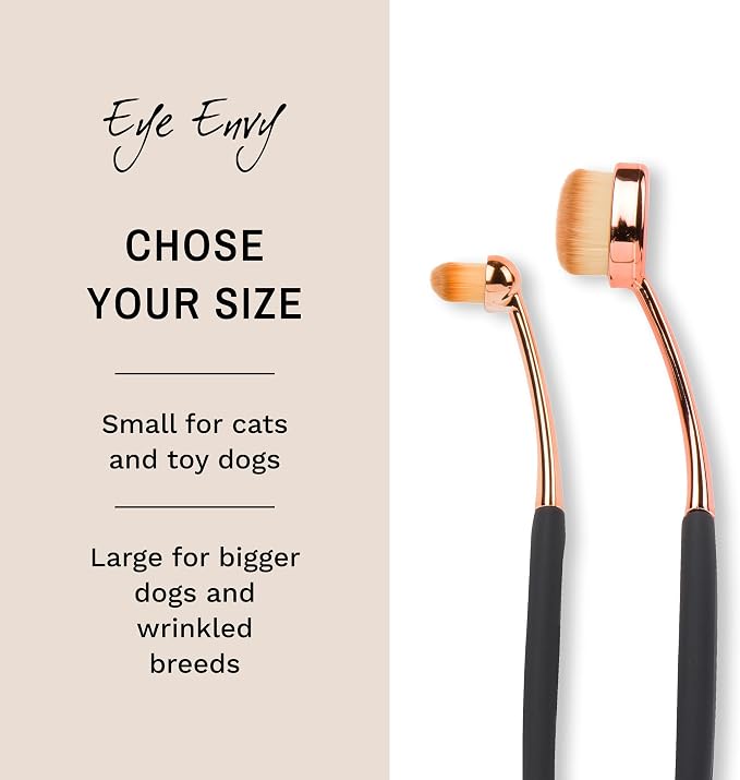 Eye Envy ProPowder Applicator Brush for Dogs and Cats | Use to safely and evenly apply Tear Stain Powder | Small | Washable superfine fiber hair | Long tapered bristles | Ergonomic handle