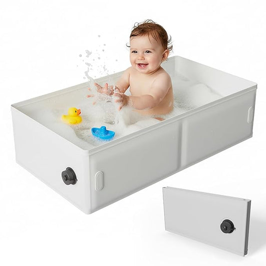 Collapsible Baby Bathtub for Shower, Portable Bathtub for Newborn to Toddler, Foldable Baby Bath Tub with Drain Plug, Suitable for Travel, Hotel, Camping & Beach
