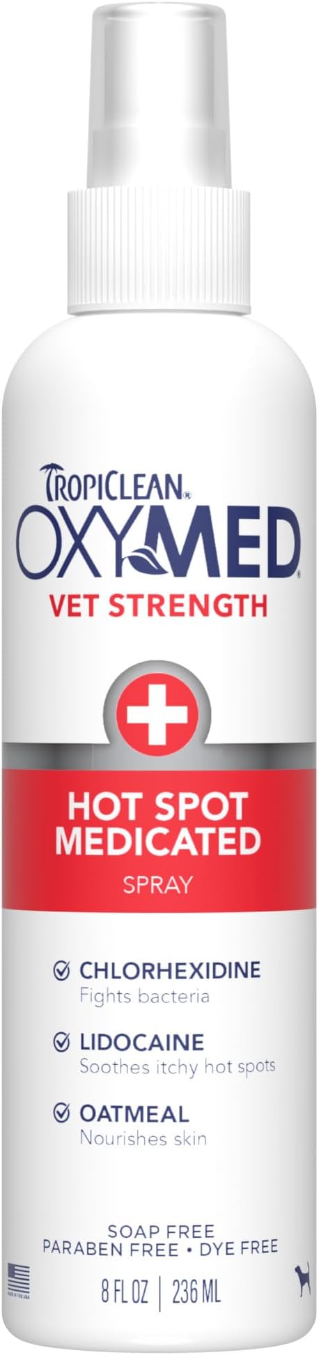 OxyMed Hot Spot Spray for Dogs, Skin Comfort Grooming Spray with Chlorhexidine, Lidocaine & Oatmeal, Fragrance Free, 8oz