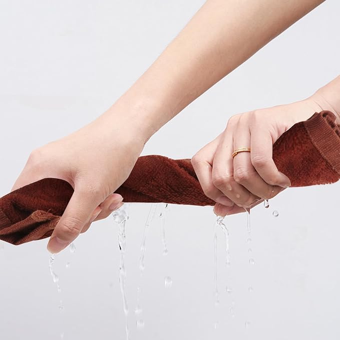 6 Pack 100% Cotton Washcloths, 12x12 Inch Highly Absorbent Soft Face Towels - Zero Lint Fingertip Towels for Bathroom Gym Hotel Spa, 3 White + 3 Brown