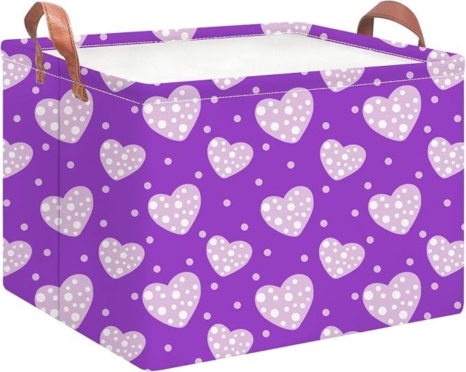 NTAOHAMPER Children's Day Gifts Father Purple Love Fabric Storage Basket Empty with Handles, Books Box, Baby Shower Baptism Lovely Storage24L(Purple Love)