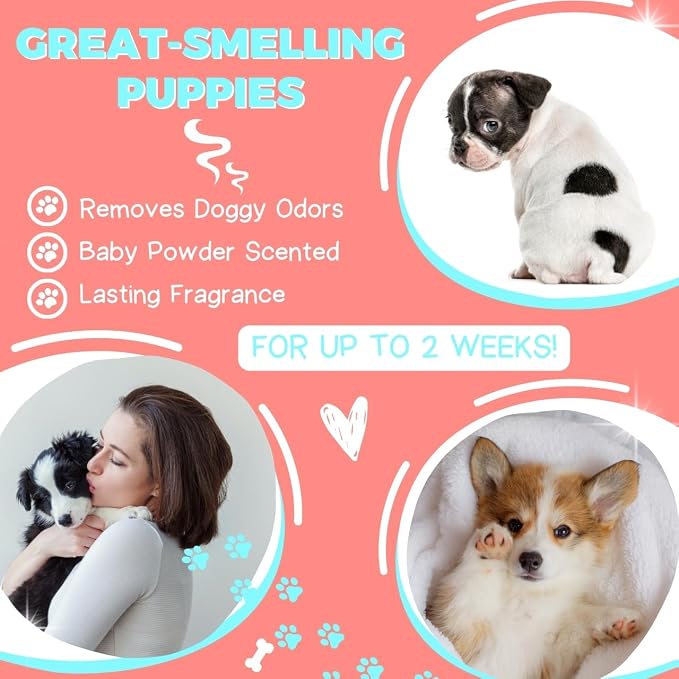 Natural Puppy Shampoo and Conditioner Tear Free with Aloe Vera, pH-Balanced Shampoo for Puppies, Tearless Dog Shampoo and Conditioner, Puppy Wash Sensitive Skin 26.4 Oz (Pack of 2)
